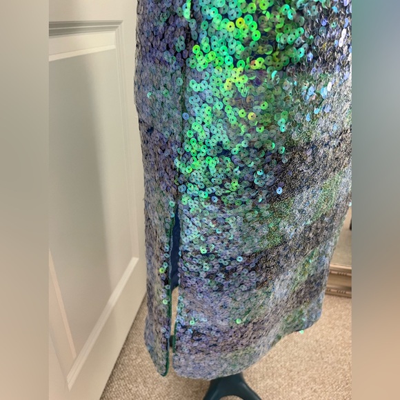 Anthropologie Maeve Green and Blue Sequin Pencil Skirt - Picture 2 of 5